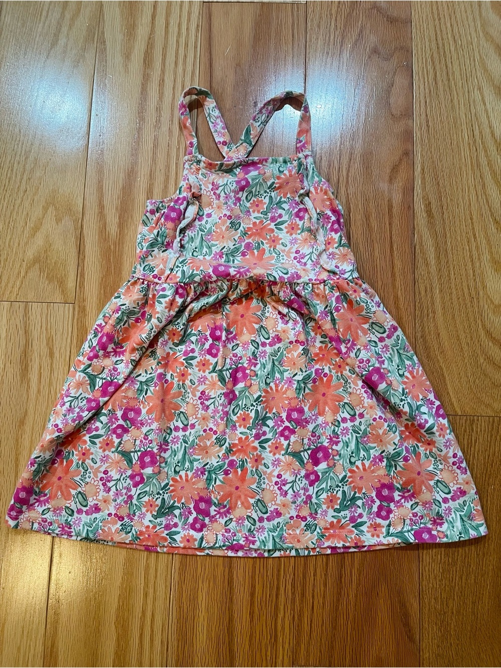 Carter's Pink & Orange Floral Cross-Back Sundress